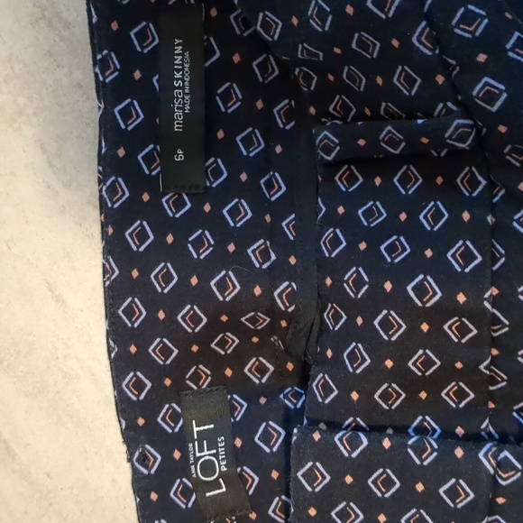 Loft Marisa Skinny Geometric Printed Slash Front Back Welt Pocket Pants 6P - Picture 5 of 13